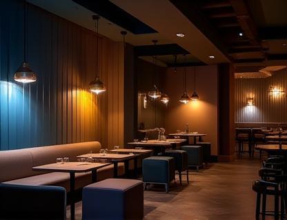 Contemporary lighting setup in a lounge